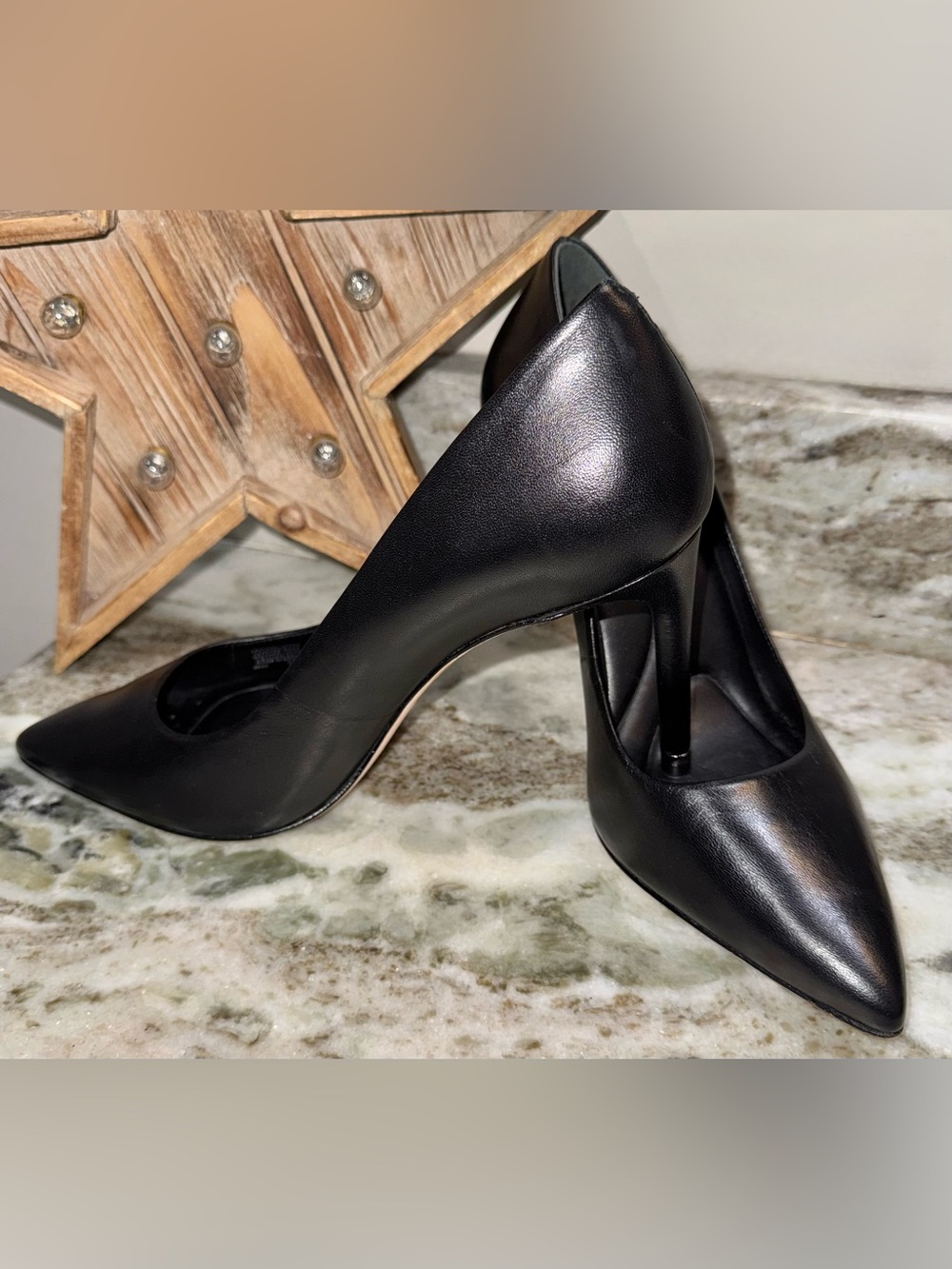 ANTONIO MELANI KARA Black Leather Pointed-Toe Pumps 10
